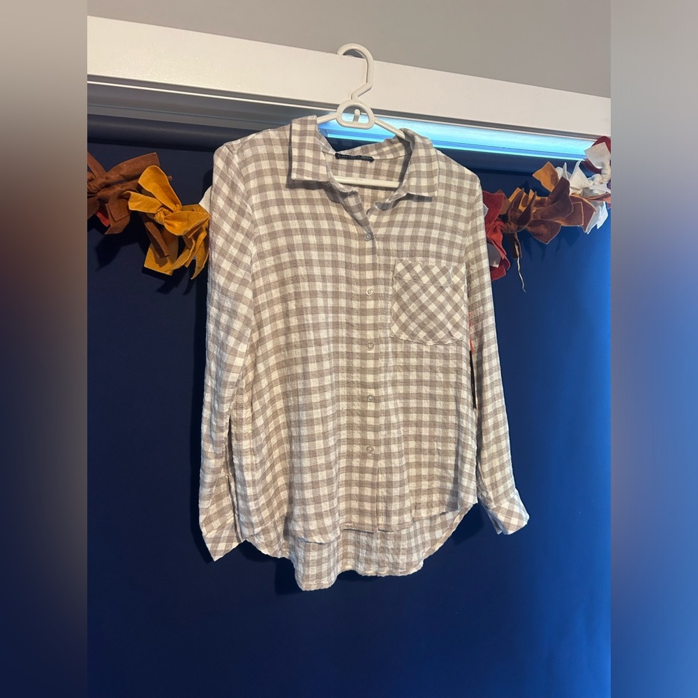 BLACK TAPE plaid blouse S